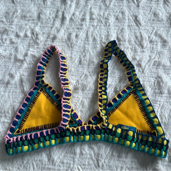 Kiini Yellow Multicolor Bikini Top - Picture 3 of 4